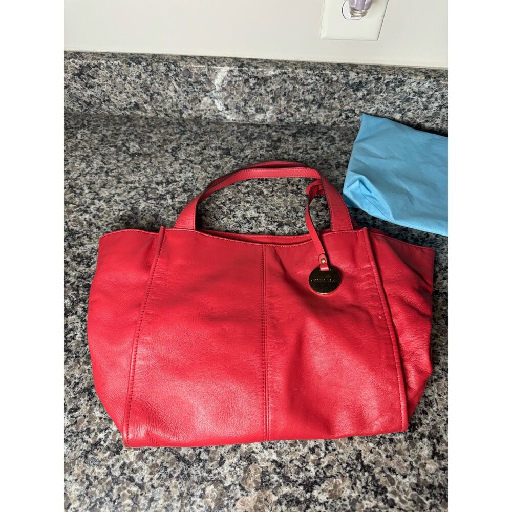Antonio Melani Red Leather Tote Purse Handbag Satchel